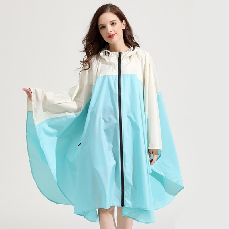 Poncho Pluie Bleu Clair & Beige - Bleu clair & Beige