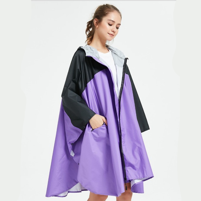 Poncho pluie Femme Noir & Violet - Noir & Violet