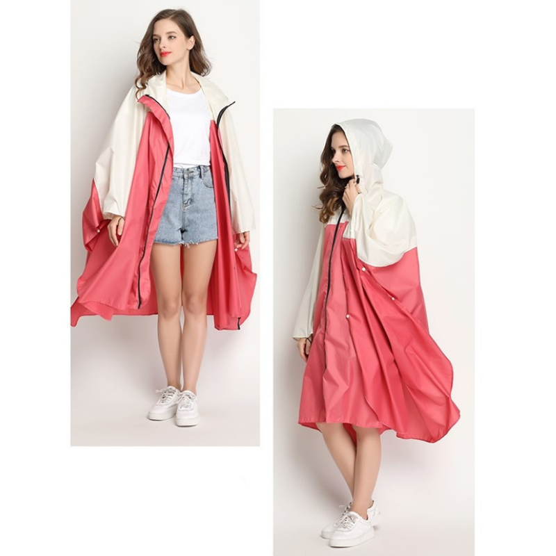 Poncho pour la Pluie Femme - Rose & Blanc