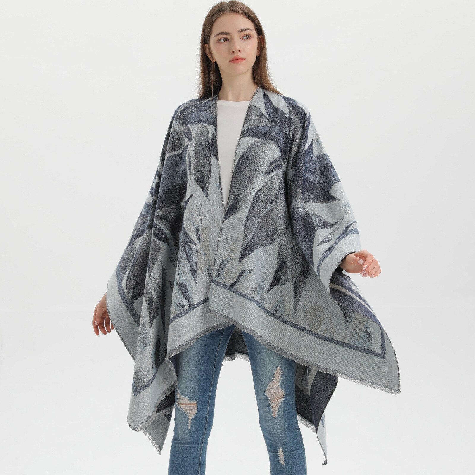 Poncho Femme Fleur Elégante
