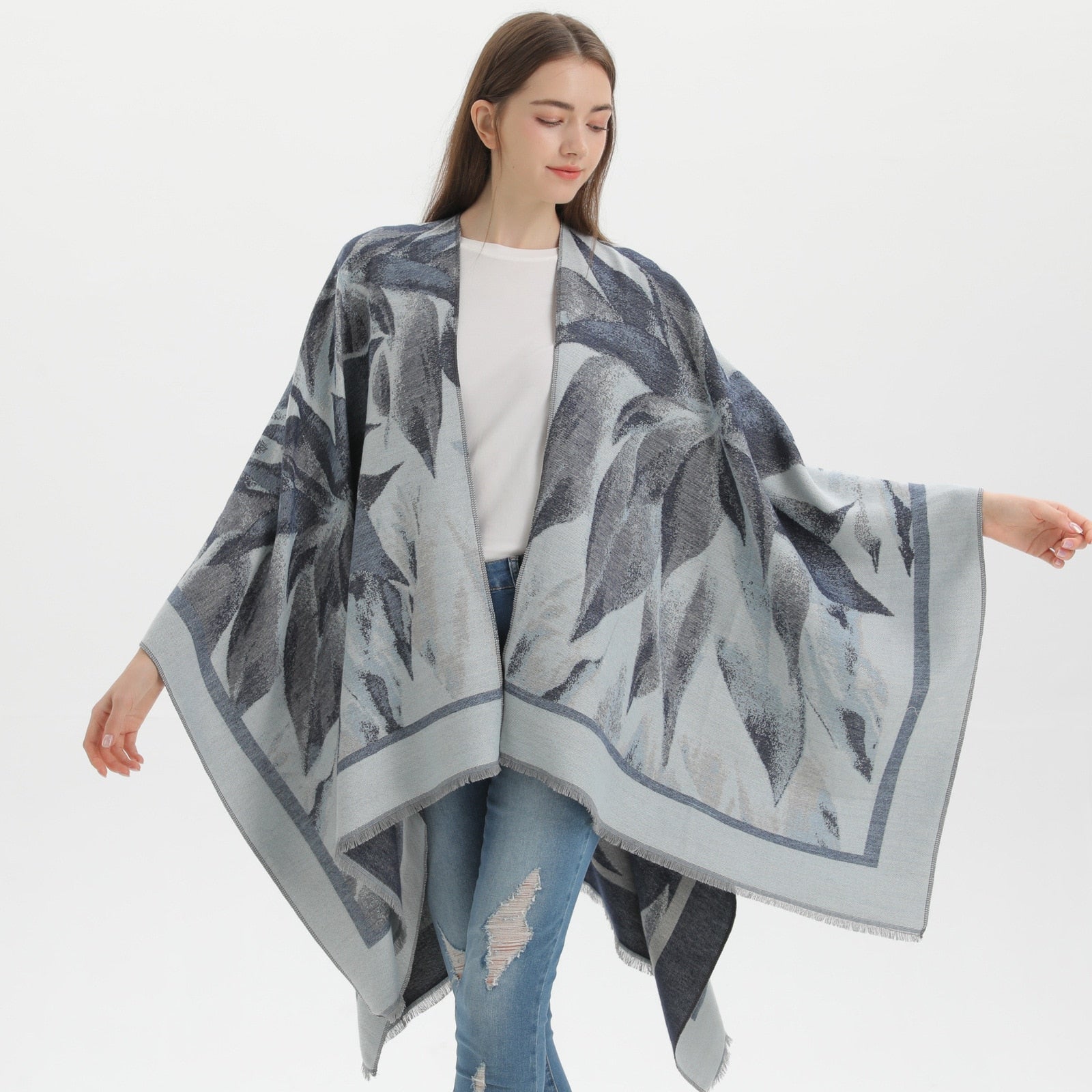Poncho Femme Fleur Elégante