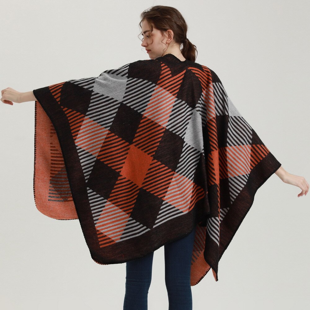 Poncho femme Carreaux