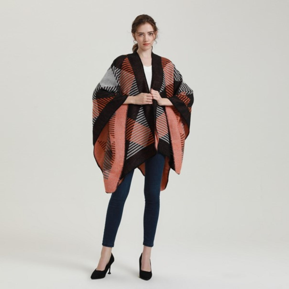 Poncho femme Carreaux