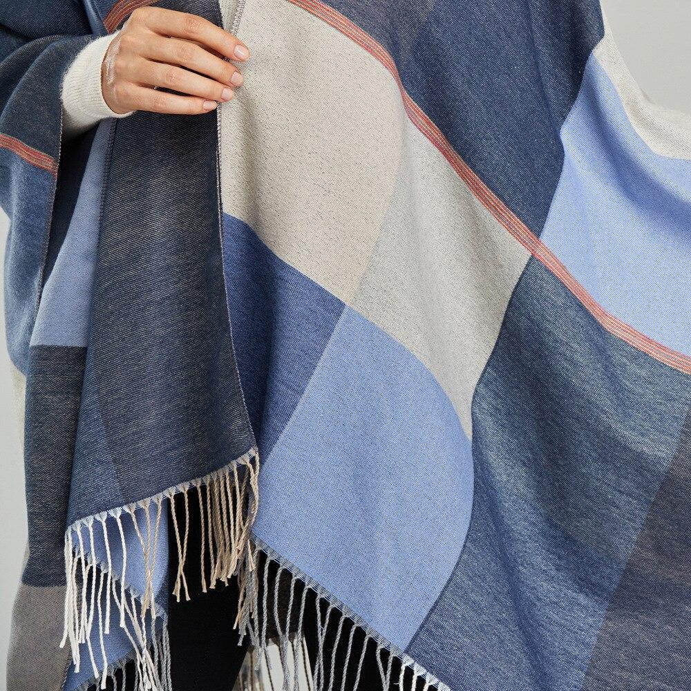 Poncho Femme Carreaux Bleu - Bleu