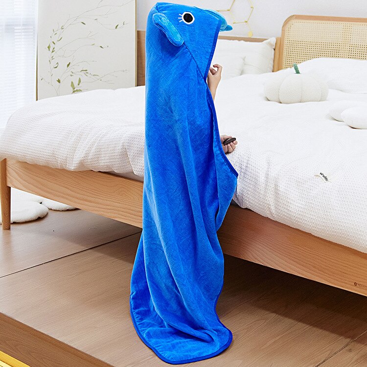 Poncho Bain Enfant Eléphant Bleu - éléphant / 90x90 cm