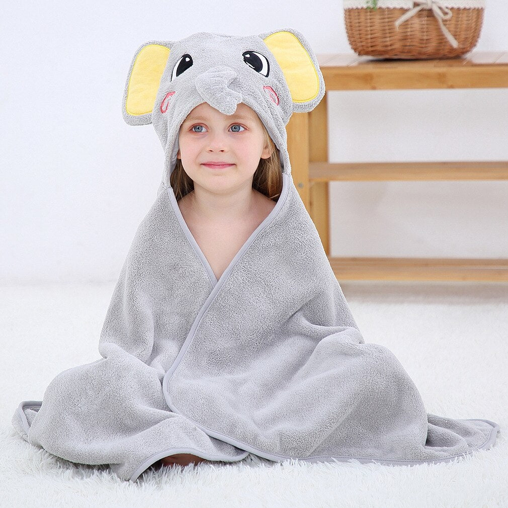 Poncho Bain Enfant Eléphant Gris - éléphant / 70x120 cm