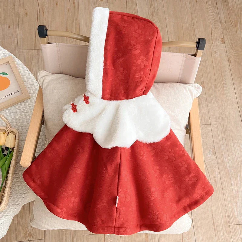 Poncho Bébé Fille Rouge - 0-3 ans