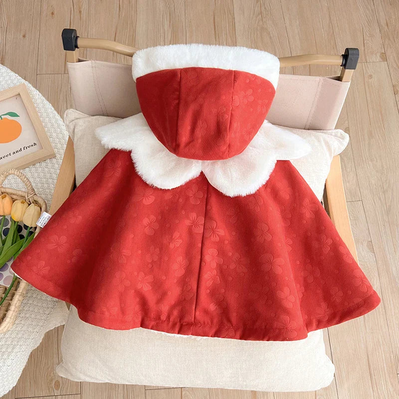 Poncho Bébé Fille Rouge - 0-3 ans