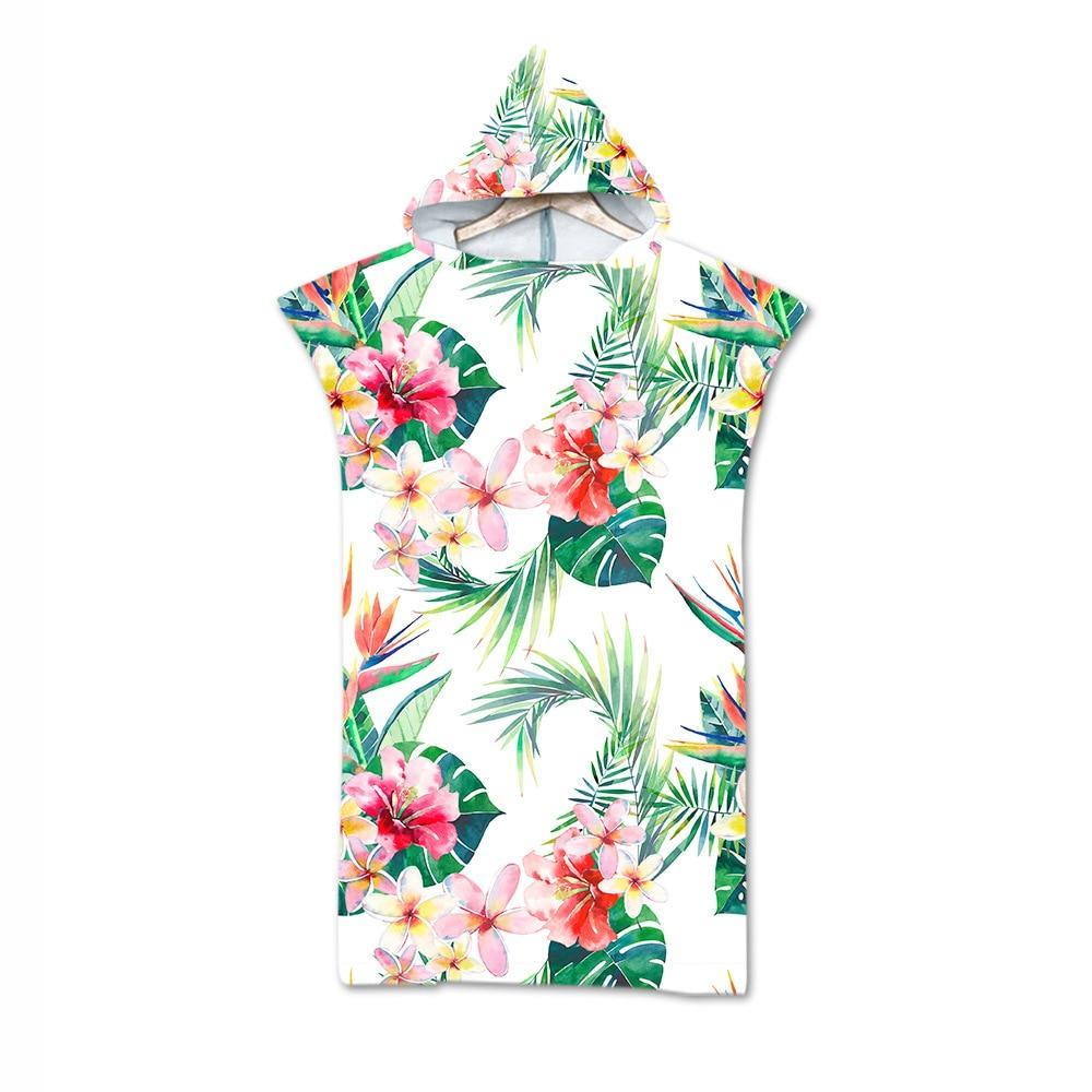 Femme Poncho Surf - Fleurs tropicales