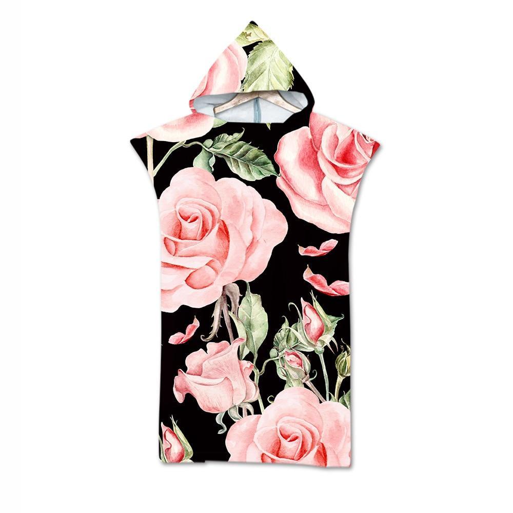 Poncho de Surf Femme - Roses