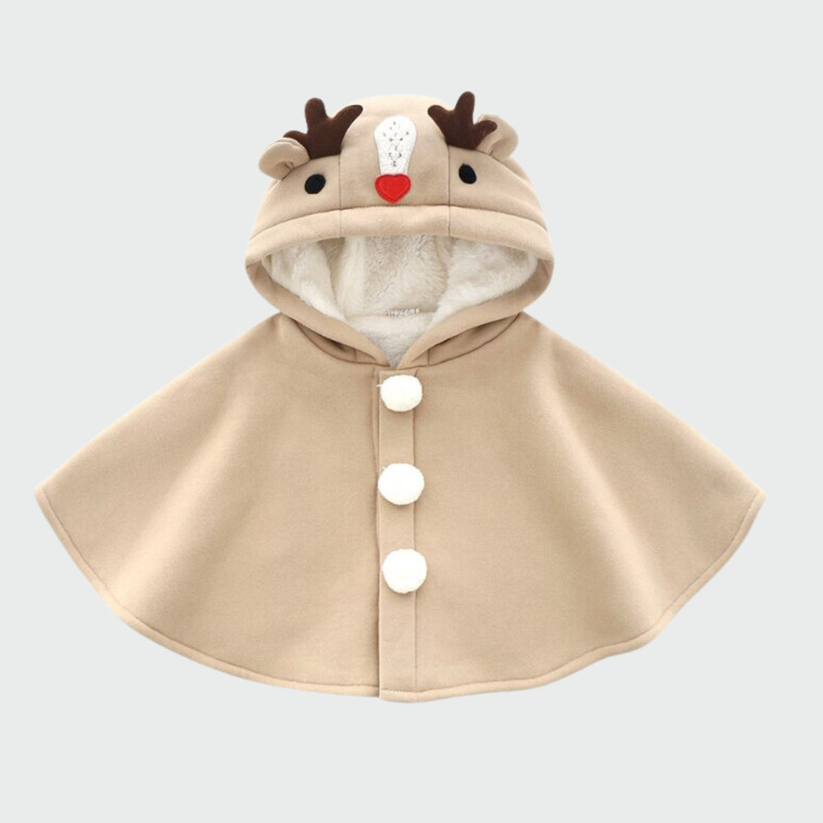 Poncho Enfant Renne Noël - beige / 6 mois