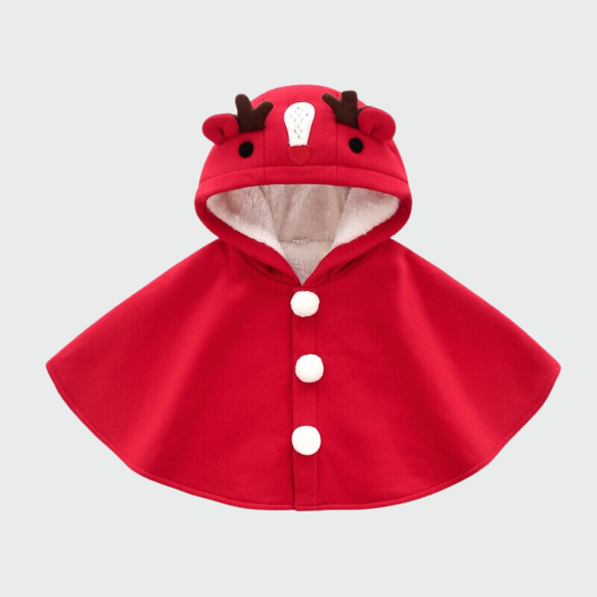 Poncho Enfant Renne Noël - rouge / 6 mois