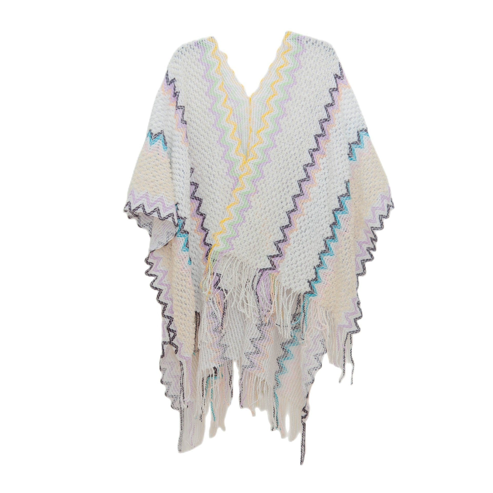 Poncho Femme Ethnique - Beige / Unique