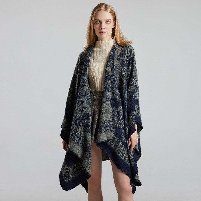 Poncho Femme Motifs Iraniens - bleu