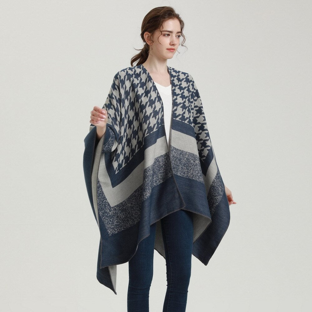 Poncho Femme Pied de Poule
