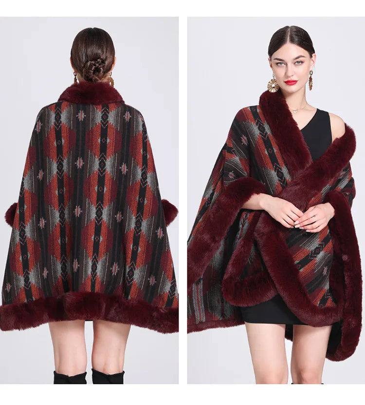 Poncho Femme Motif Ethnique