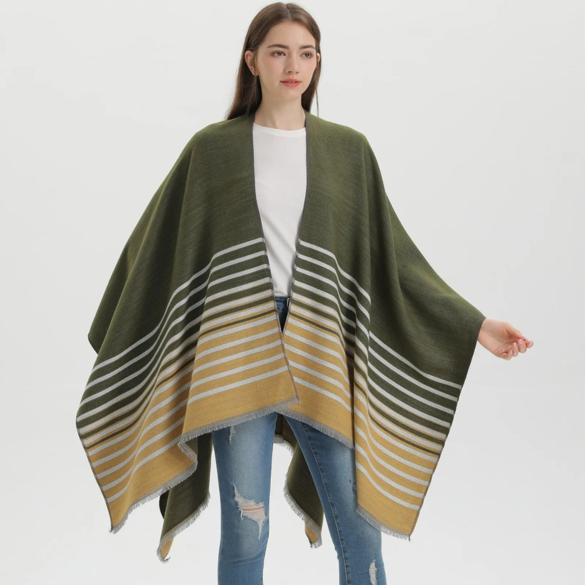 Poncho Rayure Femme
