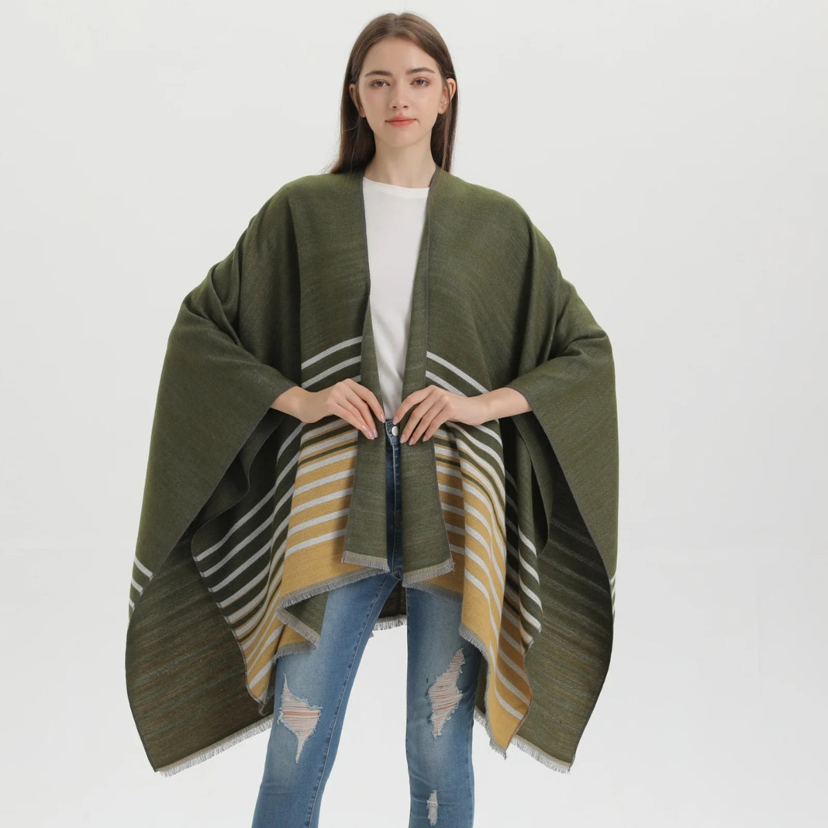 Poncho Rayure Femme