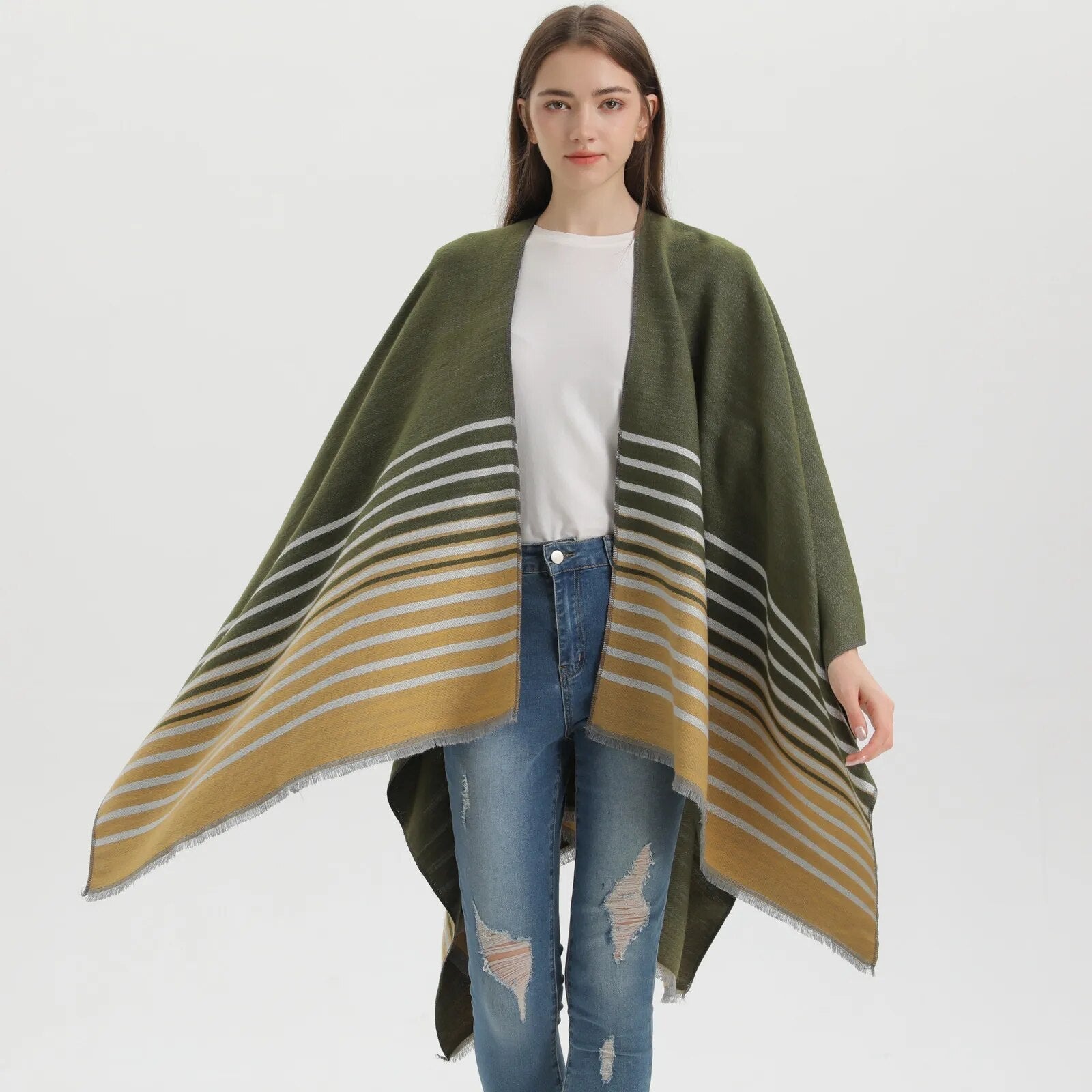Poncho Rayure Femme