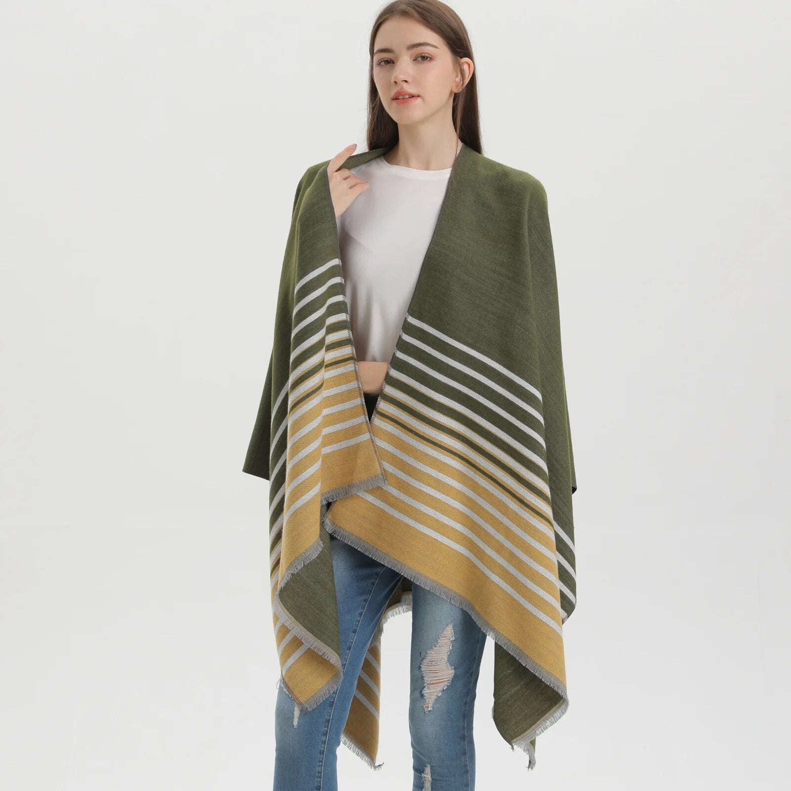 Poncho Rayure Femme