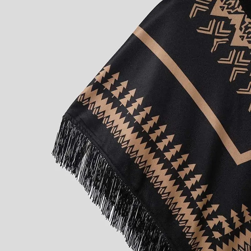 Poncho Homme Franges Mode