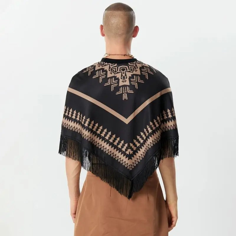 Poncho Homme Franges Mode