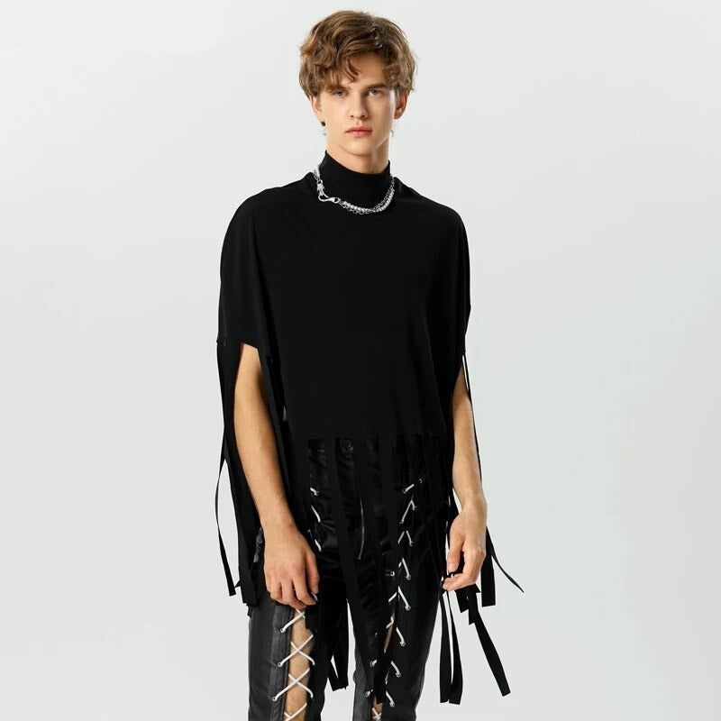 Poncho Homme Franges - noir / S