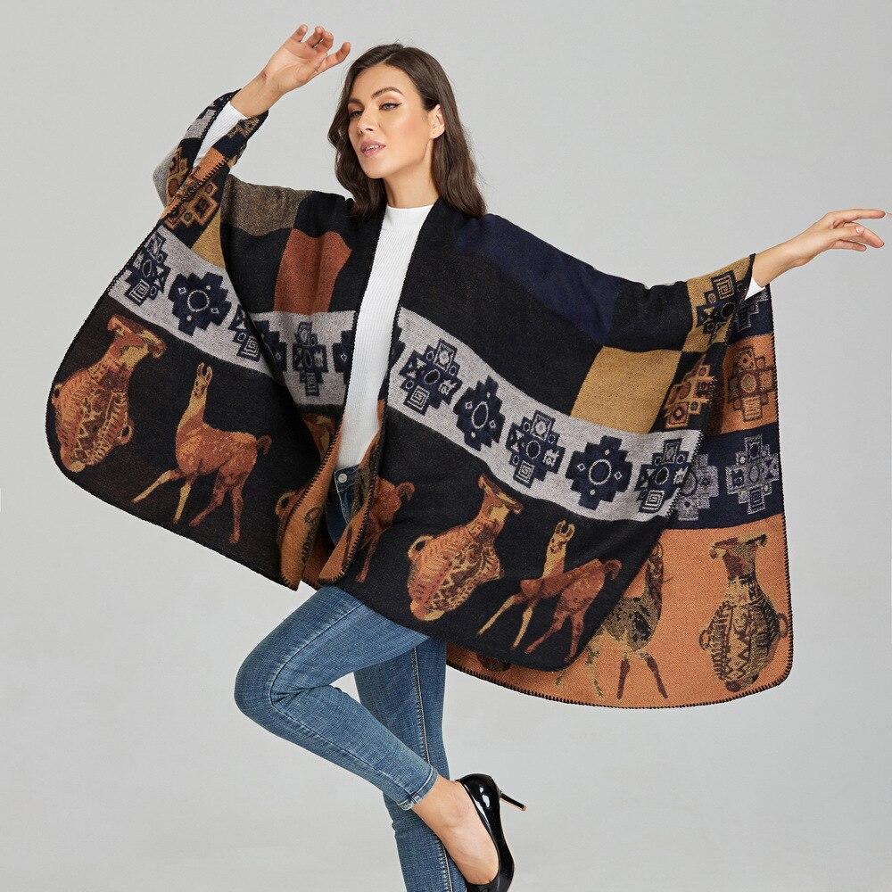 Poncho Femme Marron - marron