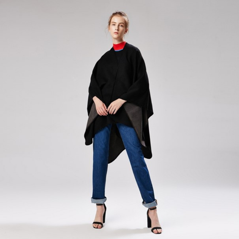 Poncho Noir Femme - noir