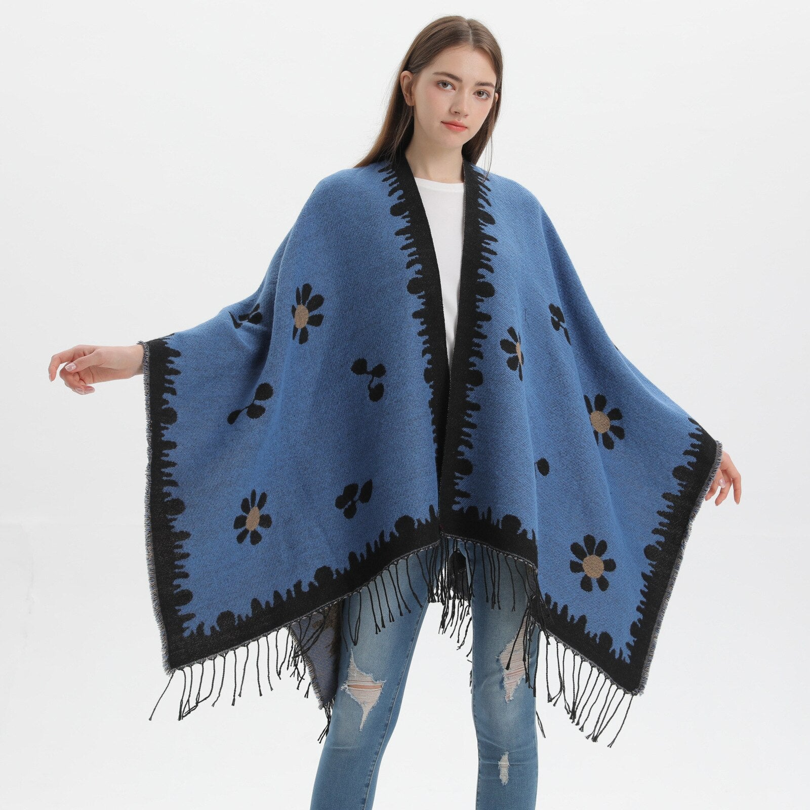 Poncho Femme Flower