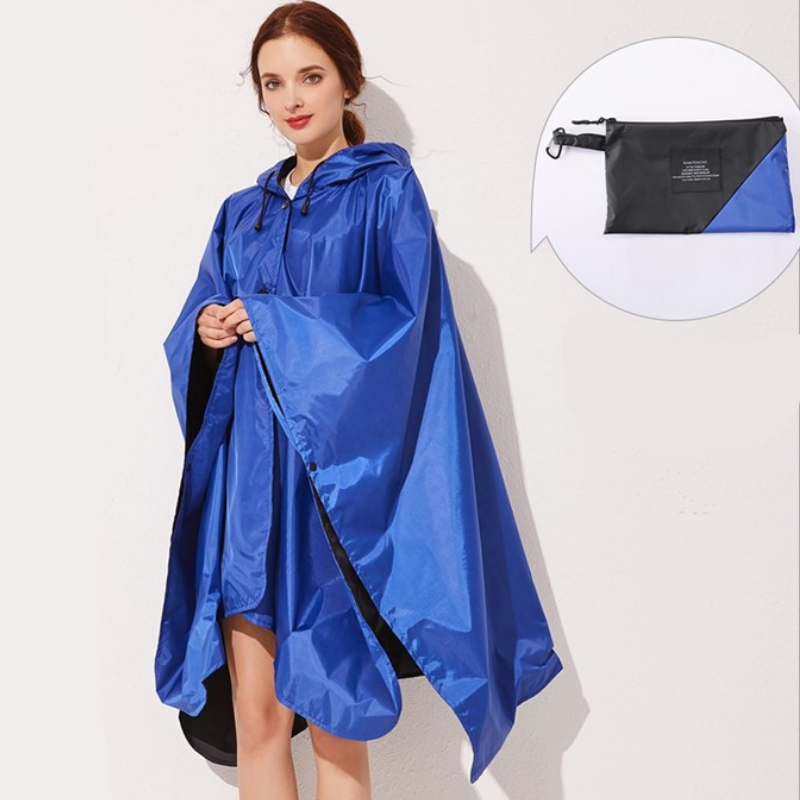 Poncho Pluie Bleu & Noir - Bleu