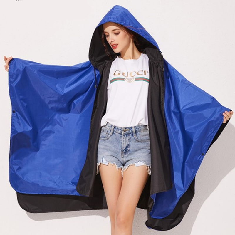 Poncho Pluie Bleu & Noir - Bleu