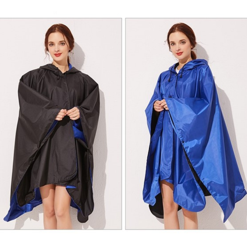 Poncho Pluie Bleu & Noir - Bleu