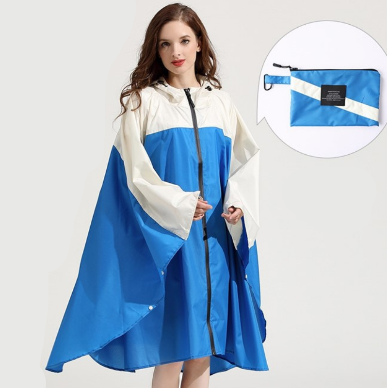 Poncho Pluie Femme Bleu & Beige - Bleu foncé & beige