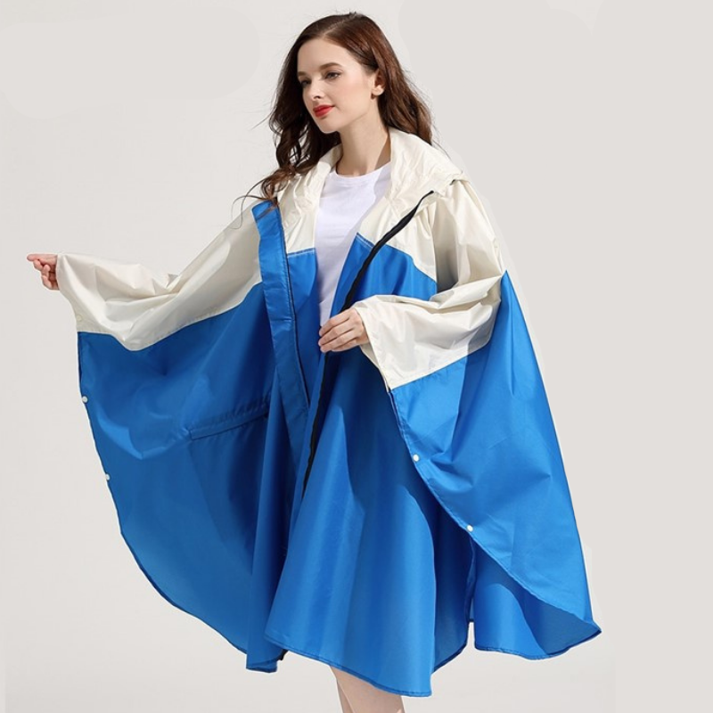 Poncho Pluie Femme Bleu & Beige - Bleu foncé & beige