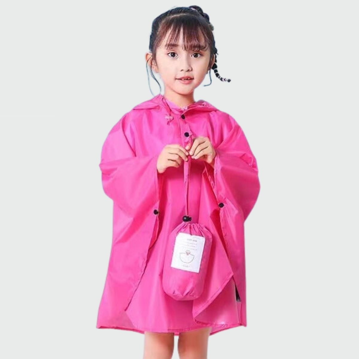 Poncho Pluie Fille Rose - Rose foncé / S