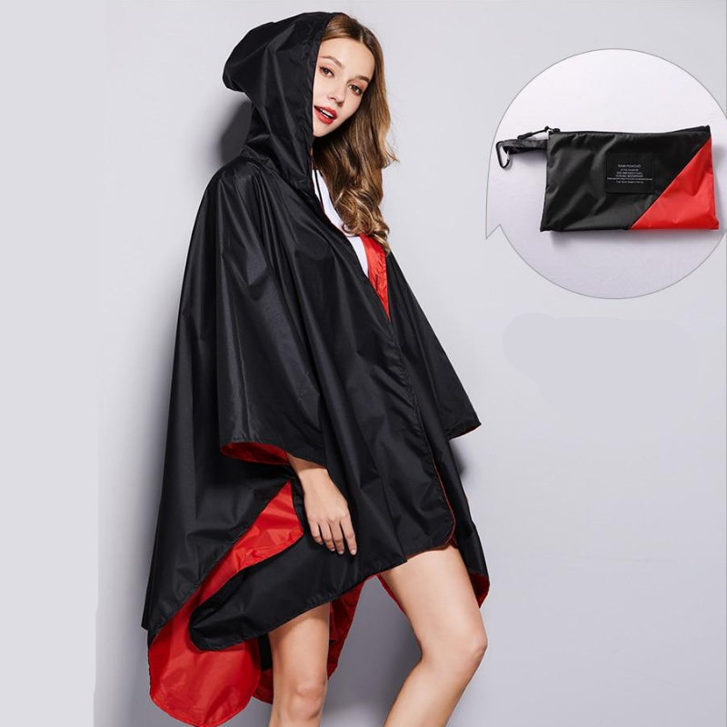 Poncho Pluie Noir & Rouge - Rouge & Noir