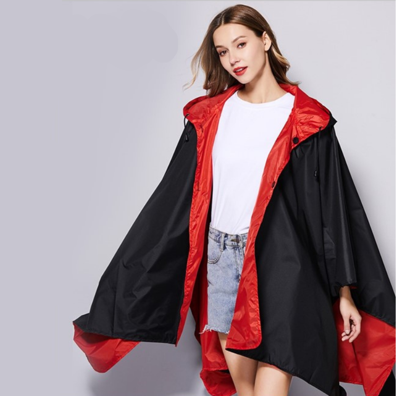 Poncho Pluie Noir & Rouge - Rouge & Noir