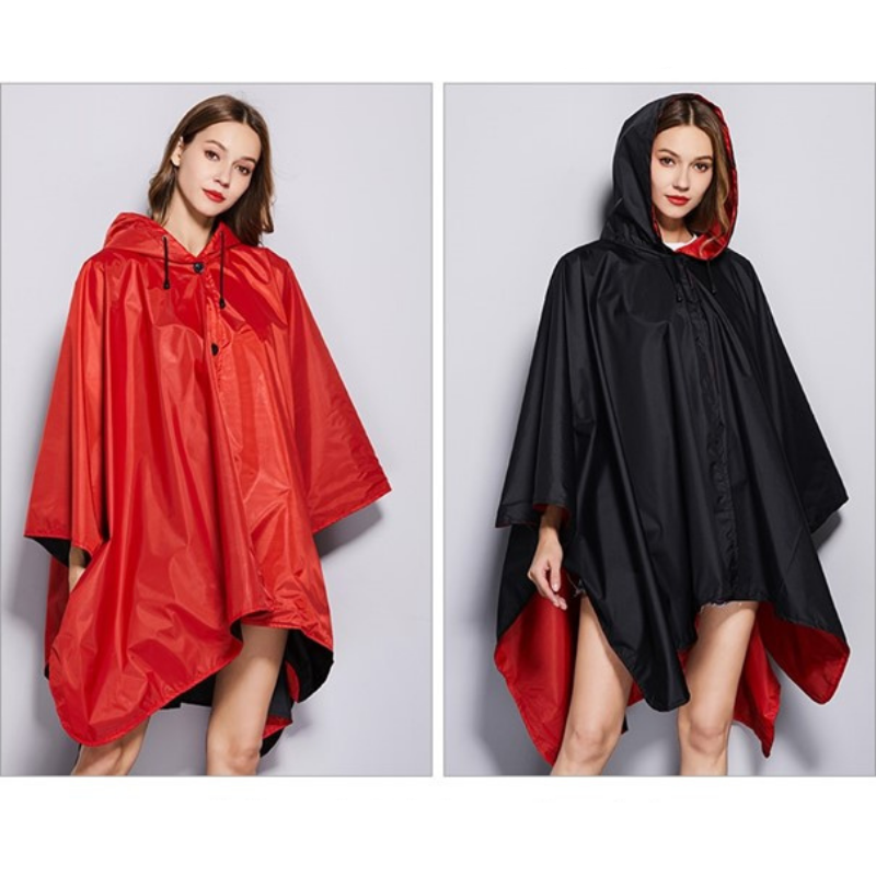 Poncho Pluie Noir & Rouge - Rouge & Noir