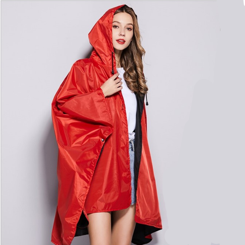 Poncho Pluie Noir & Rouge - Rouge & Noir
