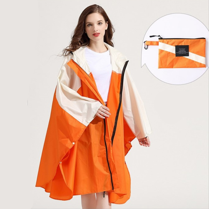 Poncho Pluie Orange & Beige - Orange & beige