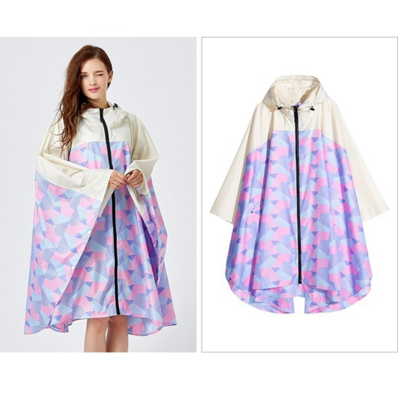 Poncho Pluie Rose Violet & Beige - violet & beige