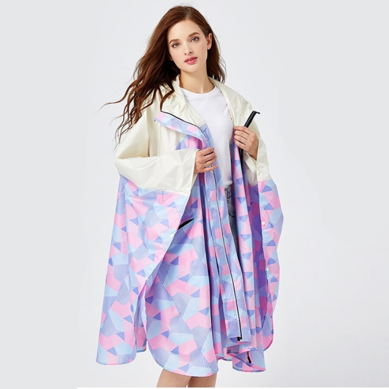 Poncho Pluie Rose Violet & Beige - violet & beige