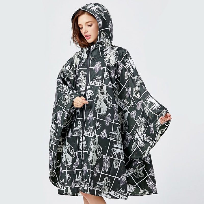 Poncho Pluie Skate - Noir