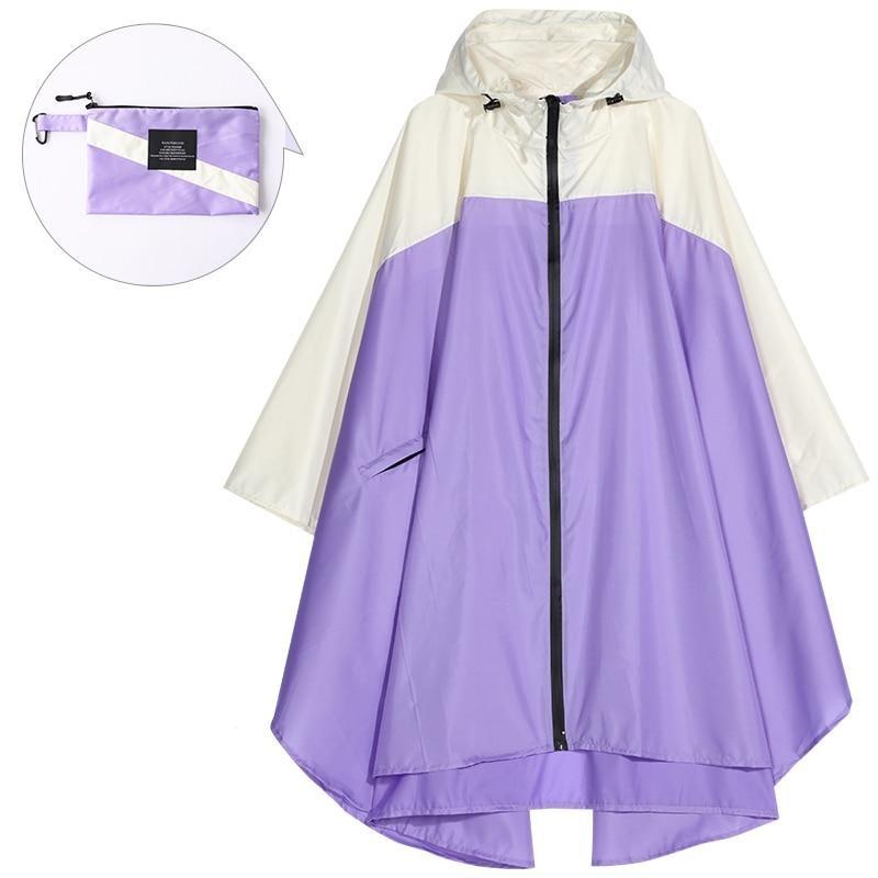 Poncho Pluie Beige & Violet - Violet & beige
