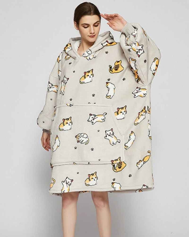 Poncho Polaire Femme Chat - unique