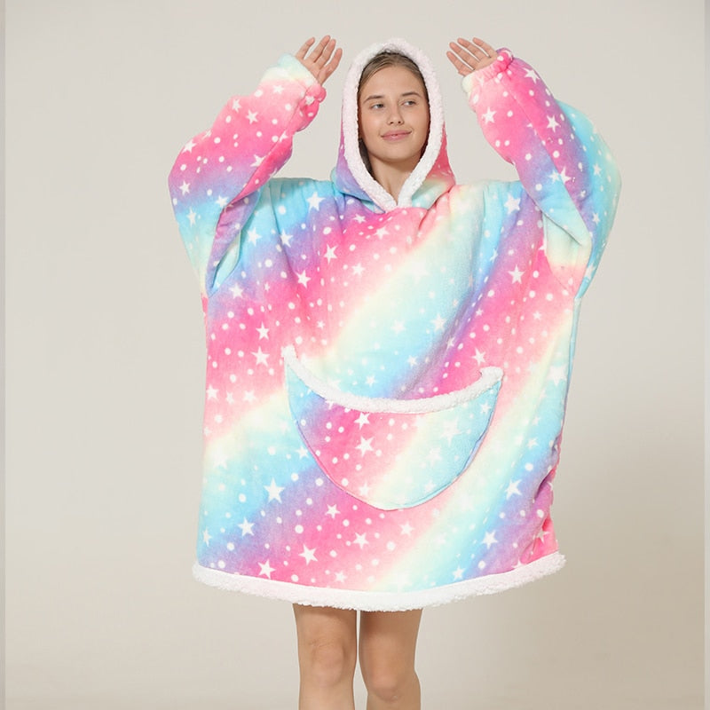 Poncho Polaire Femme - Cape Châle Chaud Hiver Automne - Couverture Moelleuse Avec Boutons - Intérieur/Extérieur