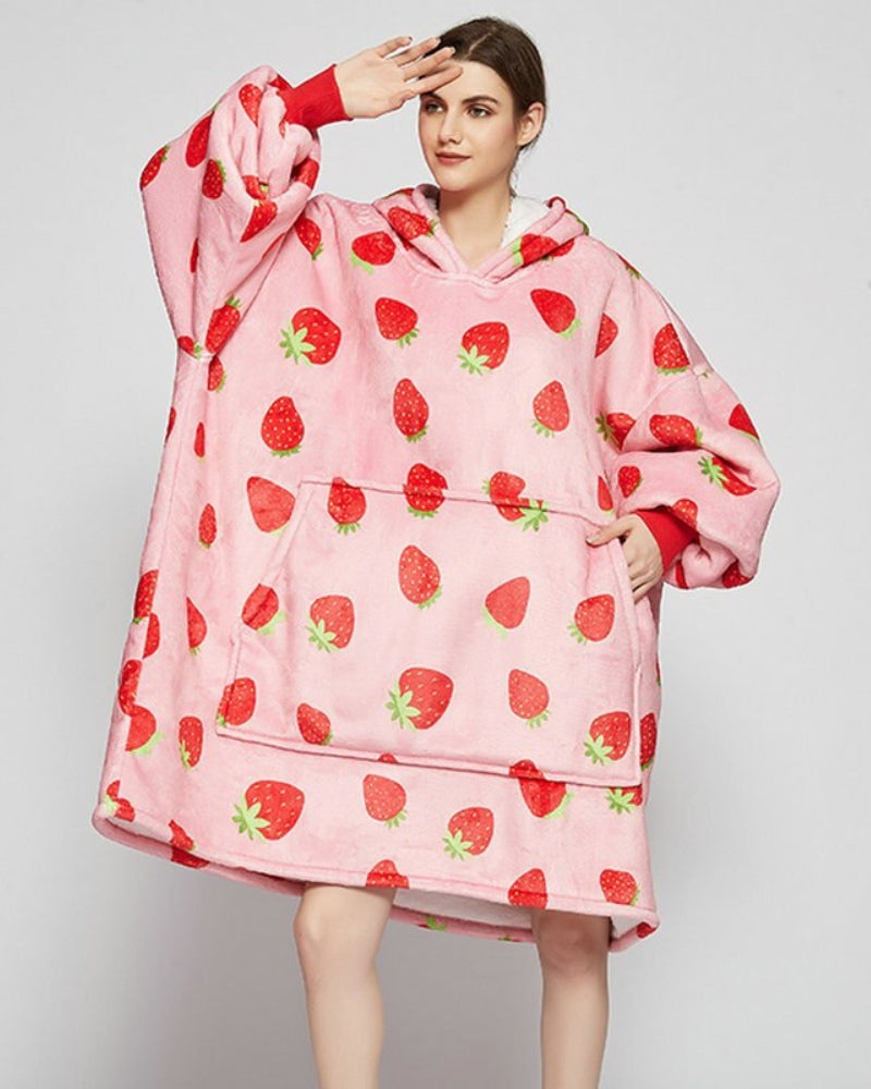 Poncho Polaire Femme Fraises - unique