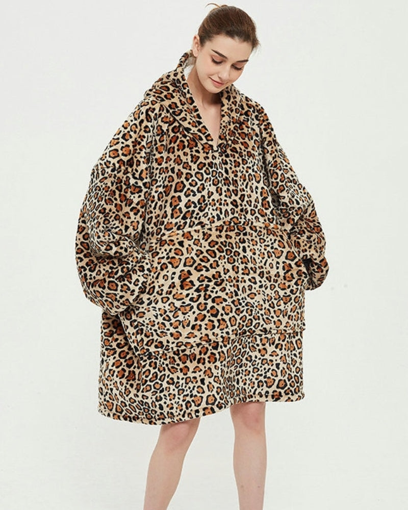 Poncho Polaire Femme Léopard - unique