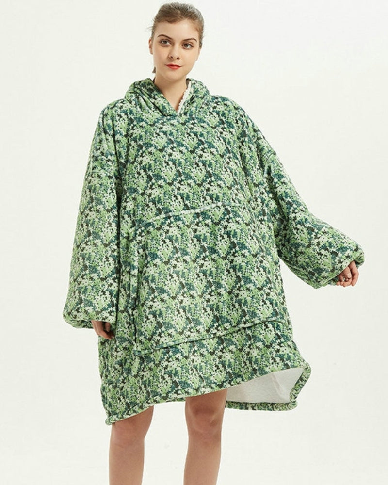 Poncho Polaire Femme Vert - camouflage / unique